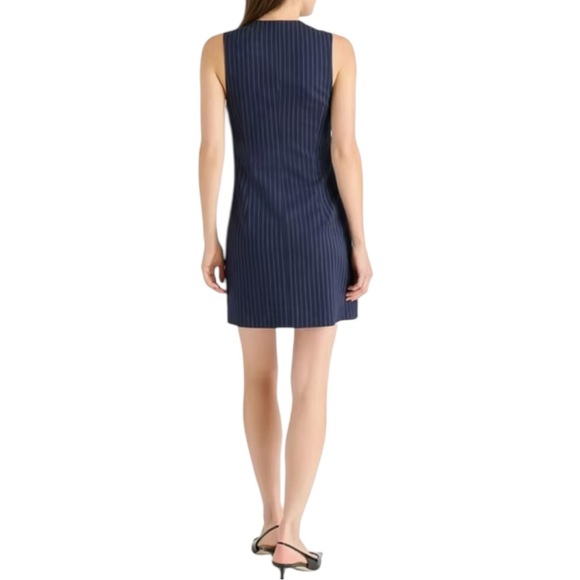 Steve Madden Navy Pinstripe Sleeveless Vest Dress NWT Size M - Picture 2 of 9